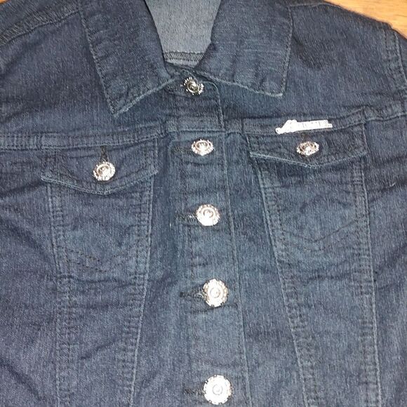 M. Michel  black cropped jean denim jacket  Sz M - Picture 6 of 6